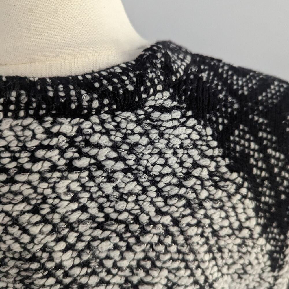 Chico's Black & White Textured Open-Front Cardigan Blazer - Picture 2 of 9